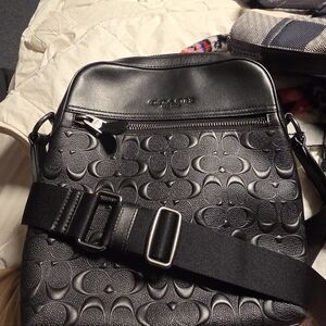 Black Coach Embossed Women's Shoulder Bag